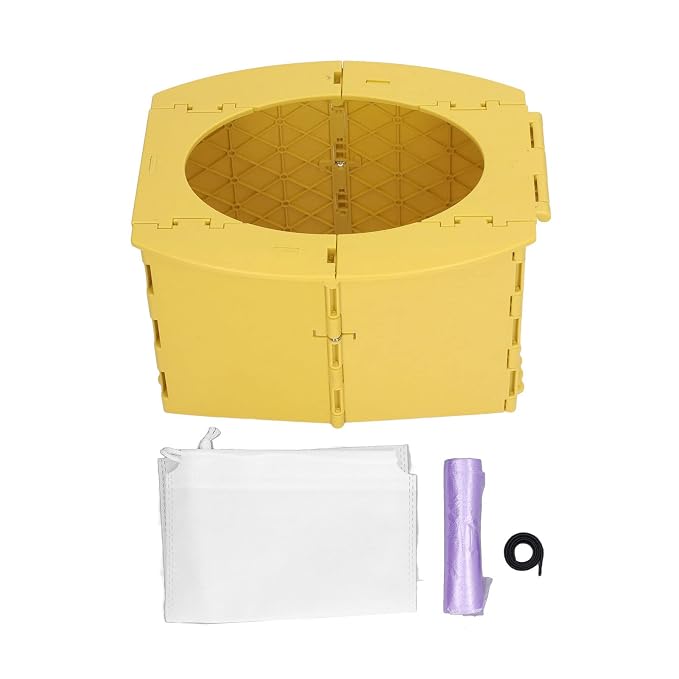 Portable Toddler Toilet, Lightweight Foldable Baby Potty with Cleaning Bag, Easy to Carry and Store, Good for Training Camping Travel (Yellow)