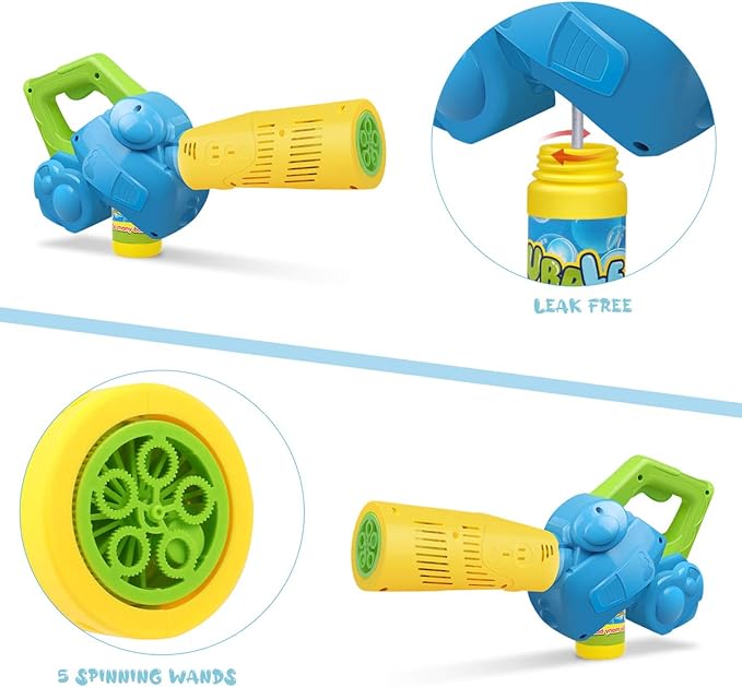 Duckura Bubble Leaf Blower, Outdoor Bubble Machine for Toddlers 1-3, Kids Bubble Gun Blower with 3 Bubble Solution, Summer Outside Yard Toy, Halloween Party Favor Birthday Gift for Age 2 3 4 Boy Girl