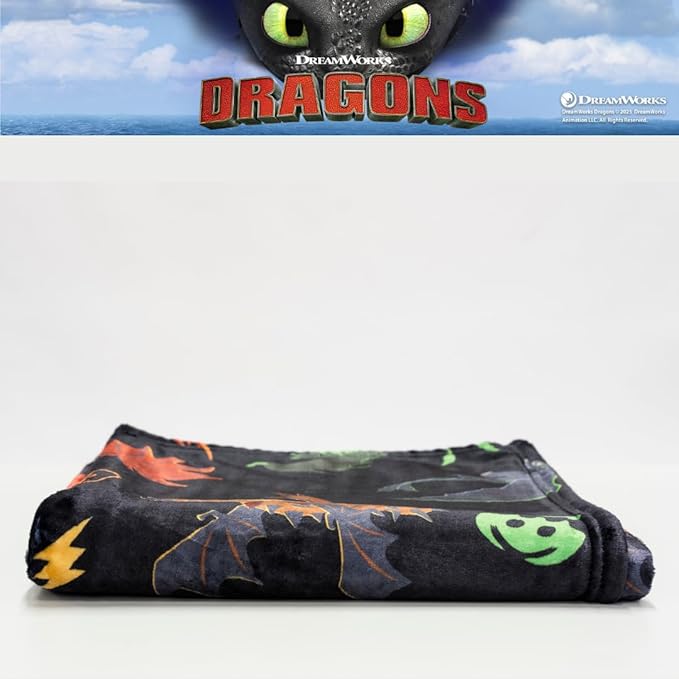 How to Train Your Dragon Toothless Kids Bedding Super Soft Plush Cozy Throw, 46 in x 60 in, (Officially Licensed Product) By Franco