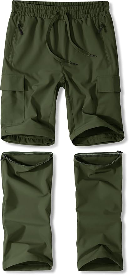 Boys Convertible Hiking Pants Kids Zip Off Scout Pants Youth Teen Boy Quick Dry Outdoor Fishing Waterproof Lightweight 4-18Y