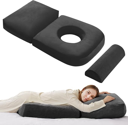 Pregnancy Pillow for Sleeping – 44.5 Inch Full Body Pillow with Leg Pillow & Removable Cover, Supports Back, Legs, Belly, Hips for Pregnant Women (Black)