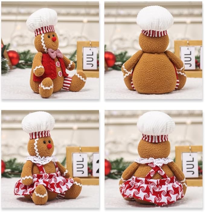 Christmas Gingerbread Man Plush Toy,Christmas Plush Stuffed Doll Gingerbread Boy Girl Cute Plush Pillow for Holiday Christmas Tree Gifts (Boy)
