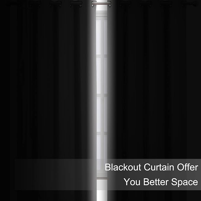 LEMOMO Blackout Curtains 42 x 95 inch/Light Grey Curtains Set of 2 Panels/Thermal Insulated Room Darkening Bedroom Curtains