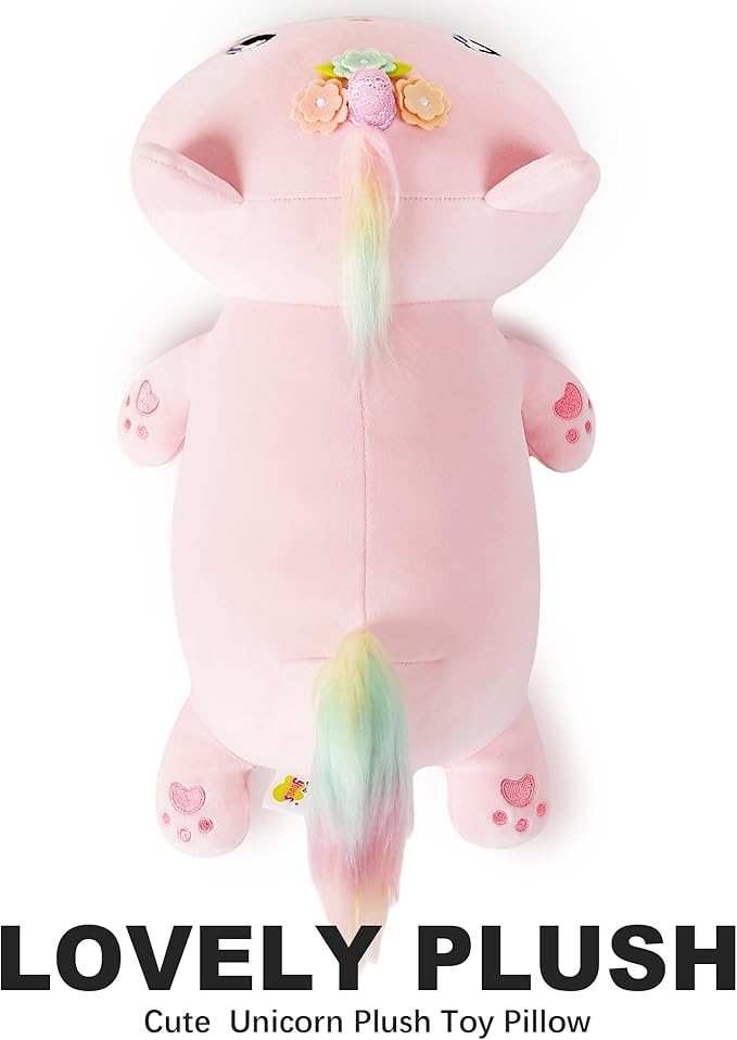 Onsoyours Cute Kitten Unicorn Plush Toy Stuffed Animal Kitty Soft Anime Cat Plush Pillow for Kids (Pink Unicorn Cat, 12")