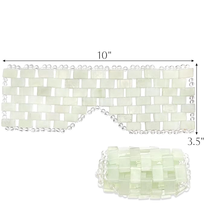 ZOOFOX 2 Pieces Jade Eye Mask, Green Jades Stone Cooling Sleep Eye Masks, Weighted Facial Mask with 100% Real Jade for Hot and Cold Therapy to Eliminate Wrinkles, Puffiness, Irritation and Anti Aging