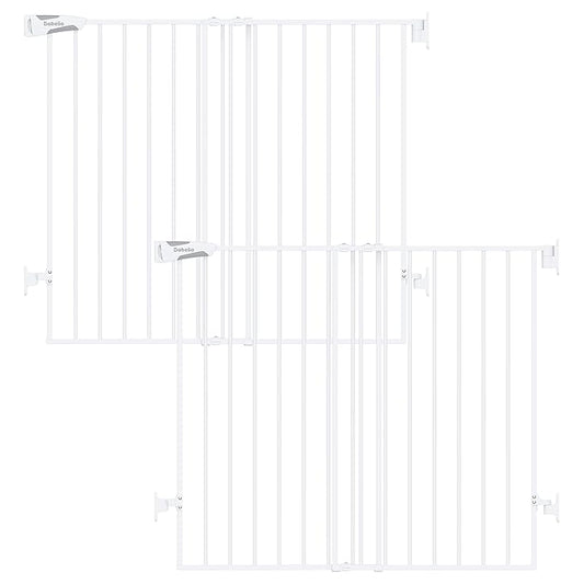 Babelio Baby Gate for Stairs, Kitchen & Doorways, No Bottom Bar| Easy Install| One-Handed Operation| Auto-Close| Hardware Mount Safety Dog Gate (White - B17, 34" H, 26-43" W-Standard 2 Pcs)