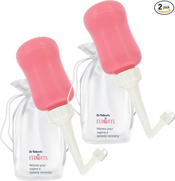 Dr. Talbot's Mom Postpartum Peri Bottle with Carry Bag - (2 Pack) 12.2 fl oz - Silicone Perineal Spray Bottle for Mothers