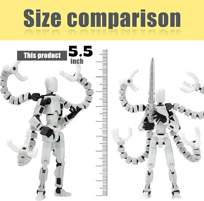 Already Assembled T13 Action Figure Accessories,T13 Multi-Jointed Movable,for Collectors Desktop Decorations t-13 Movability 3D Printed Toys (White, 5.5inch)