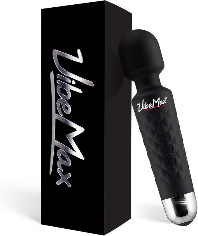 VibeMax Rechargeable Personal Massager - Powerful Multi Speed Vibration - Whisper Quiet - Waterproof - for Muscle Tension Relief in Neck, Back, Shoulders, Legs and Feet - Black