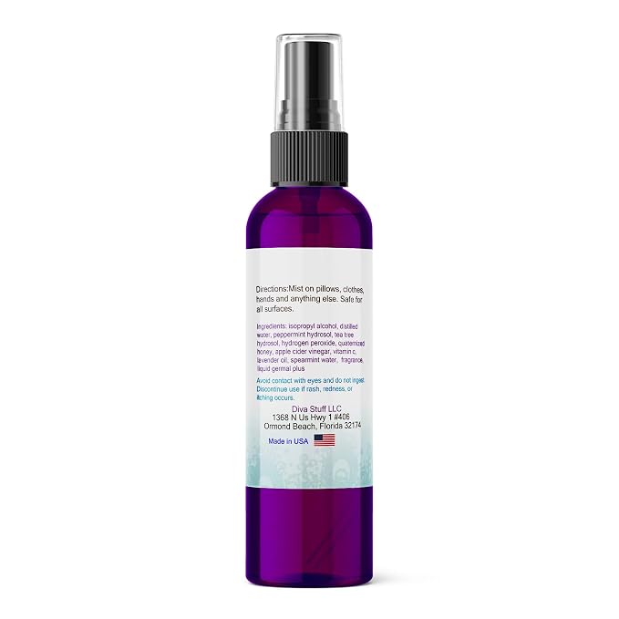 Diva Stuff Travelers Mist – Promotes Clear Skin & Protects from Acne-Causing Funk, Cleans Pillows, Hands, and Sheets – Aromatherapy Spray for Relaxation and Sleep, Made In USA (Vanilla King, 4 oz)