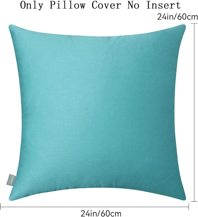 Thmyo 4-Pack 100% Cotton Comfortable Solid Decorative Throw Pillow Case Square Cushion Cover Pillowcase Sublimation Blank Pillow Covers DIY Throw Pillowcase for Sofa Bedroom(24x24 inch/ 60x60cm,Green)