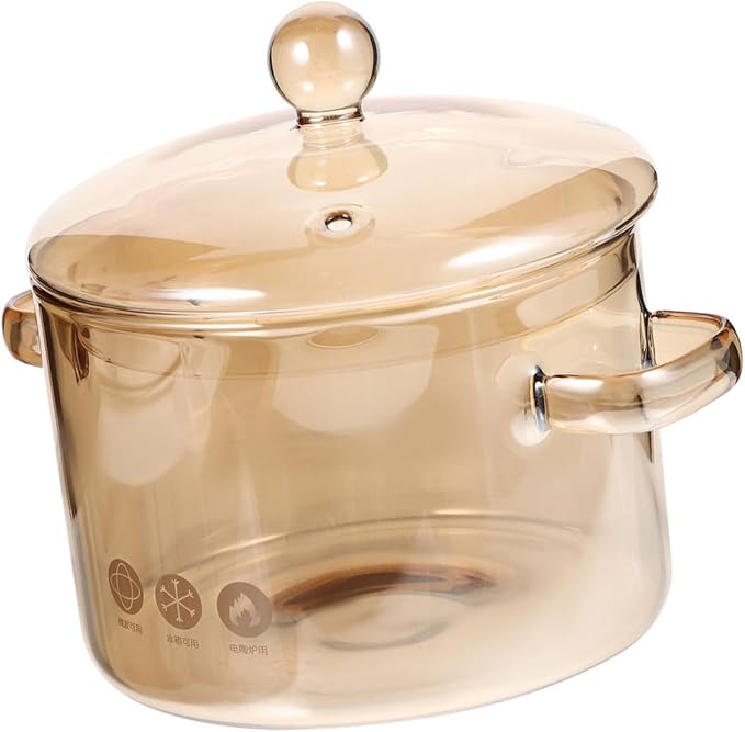 Heat Resistant Borosilicate Glass Stew Pot with Lid Kitchen Cookware for Cooking Stewing Capacity for Home Use Energy Efficient Design