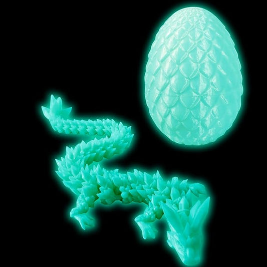 Pigmiss 3D Printed Dragon,3D Dragon Eggs with Dragon Inside,Dragon Fidget Toy for Adult,Full Articulated Dragon Crystal Dragon Easter Eggs Decoration for Gift (Luminous Color)