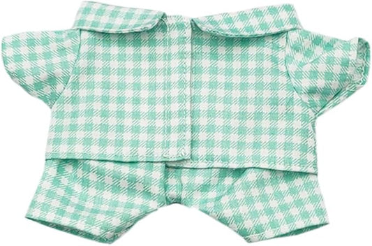 niannyyhouse 10cm 15cm 20cm Plush Doll Clothes Shirt Pants Multi-Color Plaid Pajama Set Doll Dressup (Green-1, 15cm)