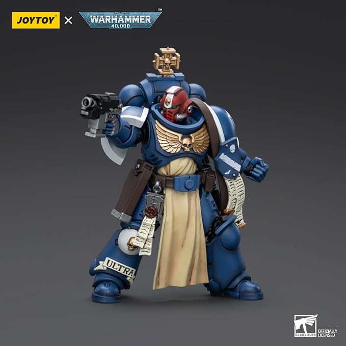YIZRIO JoyToy Warhammer 40K Ultramarines Sternguard Veteran Sergeant 1:18 Scale Action Figure Mecha Joy Toy Collection Model 4.76 inch