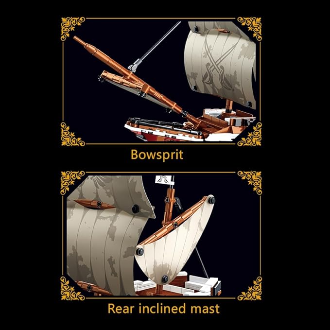 T2147 Mayflower Ship Model Building Blocks Kit, 2284 Pieces MOC Large Sailing Boat Modular Buildings Collection with Lighting, Assembly Toy Gift for Adults