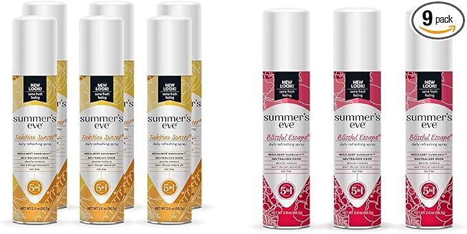 Summer's Eve Feminine Spray Tahitian Sunset 6 Pack and Blissful Escape 3 Pack