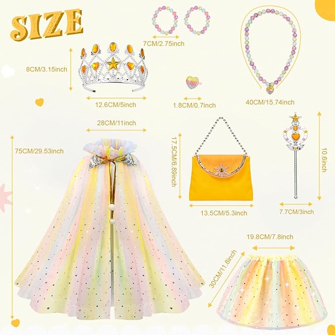 Meland Princess Dress up Clothes for Girl, 11Pcs Princess Cape with Kid Crown Toys,Dresses for Girl 3,4,5,6,7,8 Birthday Gift
