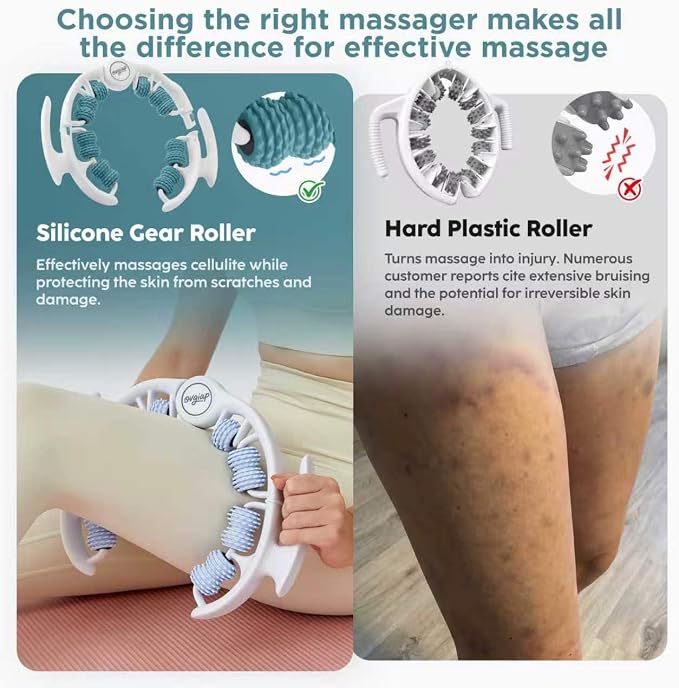 Cellulite Manual Massager for Legs & Thighs - Lymphatic Drainage Tool, Handheld Fascia Blaster for Deep Tissue, Body Sculpting Cellulite Remover(Green)