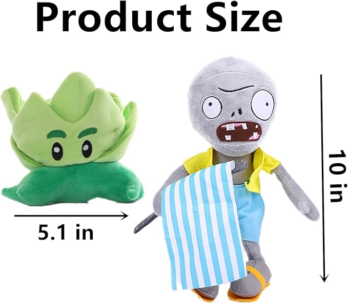 JHESAO 3 PCS Lettuce Plants and Zombies Plush Banner Zombies Toys PVZ Plush 1 2 Stuffed Soft Doll Coconut Cannon Plant Toy New