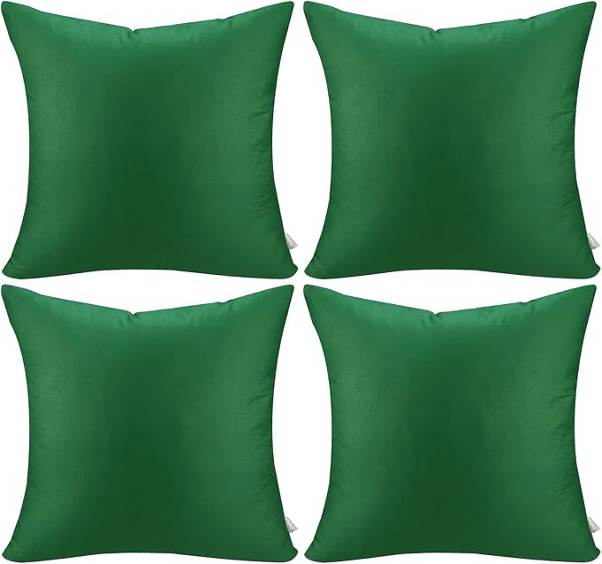 Thmyo 4-Pack 100% Cotton Comfortable Solid Decorative Throw Pillow Case Square Cushion Cover Sublimation Blank Pillow Covers DIY Throw Pillowcase for Sofa Couch(24x24 inch/ 60x60cm,Christmas Green)