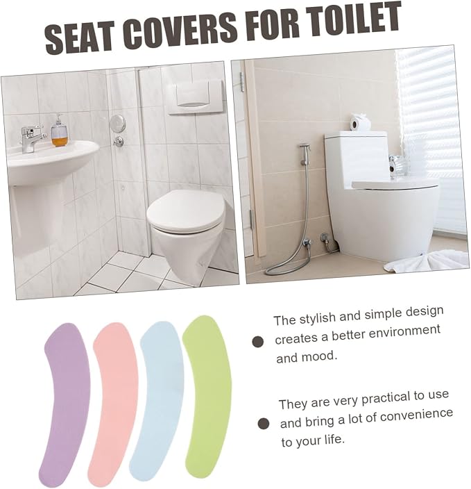 jojofuny 8pairs Toilet Seat Covers for Bathroom Potty Training Seat Washable Skin-friendly Thick Soft Slip Decorative Family