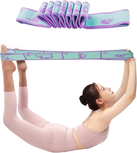 9 Loops Elastic Yoga Strap - Adjustable Stretching Band for Physical Therapy, Dance, Pilates & Gymnastics, Multi-Loop Exercise Band for Flexibility, Home Workout