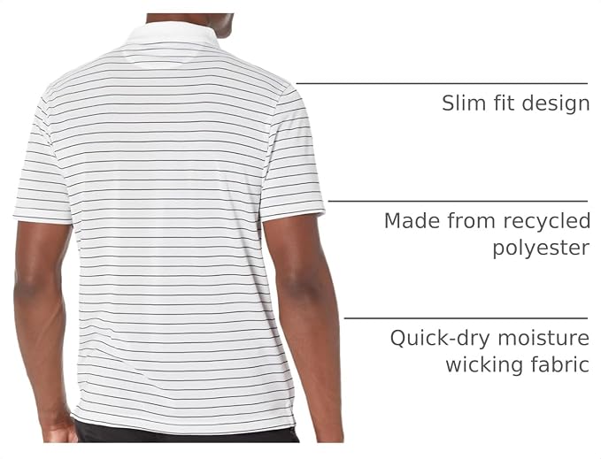 Amazon Essentials Men's Moisture Wicking Golf Polo Shirt, Short Sleeve, Slim-Fit, Quick-Dry, Active Wear