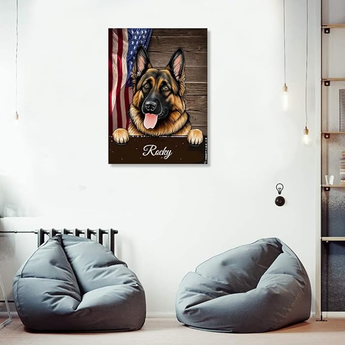 Custom Wooden Jigsaw Puzzles with Your Dog's Name on German Shepherd Art Print - 300 500 1000PCS Puzzles Game and Home Wall Decor