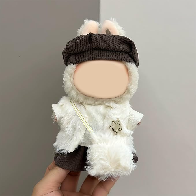 White Doll Clothes Cute Winter Dolls Outfit Accessories 17cm/15cm White Top Exquisite Crown Design Headwear+Top+Skirt+Scarf Halloween Clothes Set