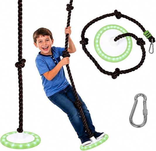 Swurfer Disco Tree Swing - Swing Sets for Backyard, Outdoor Swing, Swingset Outdoor for Kids, Easy Installation, Heavy Duty, Adjustable Climbing Rope, Weather Resistant