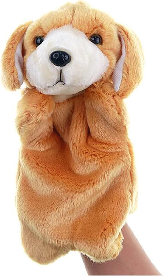 Plush Puppets Dog Puppy Stuffed Animal Toys for Imaginative Pretend Play Storytelling (Brown)