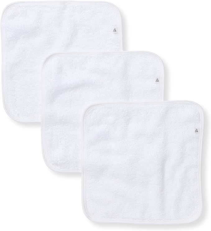 Burt's Bees Baby Washcloths for Infants, 100% Organic Cotton, Soft and Absorbent Knit Terry Face Towel, 9 x 9 in, 3-Pack