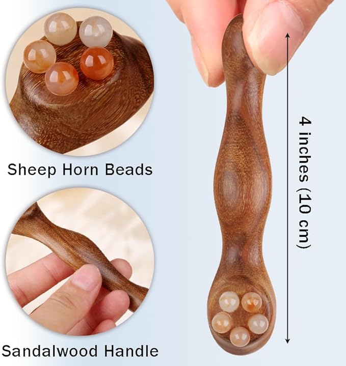Ouliget Eye Cream Massage Sticks,Sandalwood Eye Face Roller Massager,Eye Fatigue Relief Massage Stick for Reducing Puffiness Eye Bags Muscle Ache, 4 Inches