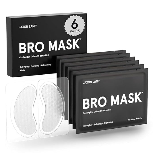 JAXON LANE BRO MASK Under Eye Patches for Men with Hydrogel (6 x 1 pack) - Anti-Aging Korean Eye Masks for Dark Circles and Puffiness- Puffy Under Eye Treatment - Perfect Skin Care for Men