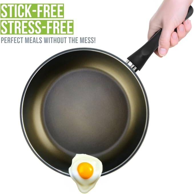 TECHEF - Color Pan 12" Frying Pan, Coated with New Safe Teflon Select - Color Collection/Non-Stick Coating (PFOA Free) (Spicy Olive)