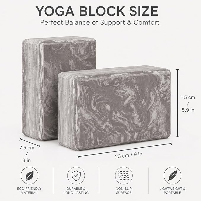 EXERZ Yoga Blocks 2 pack, Gym Blocks, Exercise Workout Fitness Bricks, Pilates Stretch Handstand Non-Slip