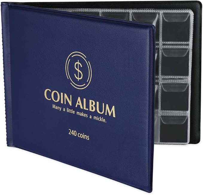 MUDOR Coin Collection Holder Album for Collectors, 240 Pockets Coin Collection Book Office Supplies