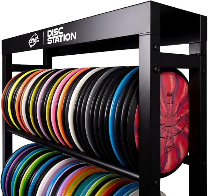 MVP Disc Sports Disc Station Disc Storage Rack (Choose Your Size and Color)