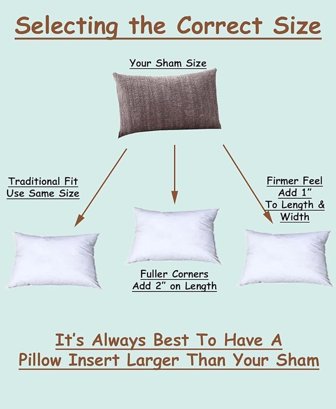 Pillowflex Synthetic Down Pillow Insert 12x24 in - Karate Chop Pillow | Set of 2 - Large Rectangle Sham Forms, Plush Polyester Cotton Blend, Cloud-Like Comfort, Clump-Resistant Fill, Smooth Finish