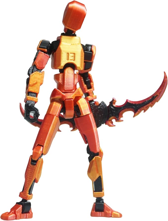 Dummy13 Action Figure Set | Pre-Assembled 3D Printed Titan and Robo Figures | Highly Articulated Robot Toys with Interchangeable Accessories | Perfect for Collectors and Hobbyists (red Gold)