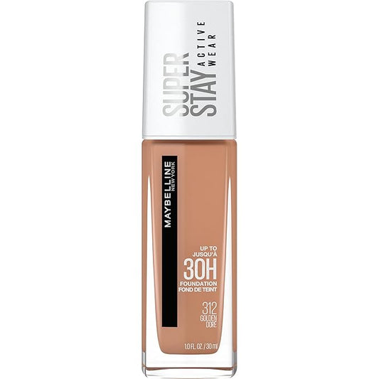 Maybelline Super Stay Full Coverage Liquid Foundation Active Wear Makeup, Up to 30Hr Wear, Transfer, Sweat & Water Resistant, Matte Finish, Golden, 1 Count