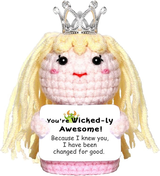 AICase Wicked Merch Glinda Dolls for Mom Stuffers Wicked Witch of The West Crochet Funny Positive Gifts Emotional Support Nuggets Handmade Cheer Gifts for Women/MoM Men Birthday_Pink