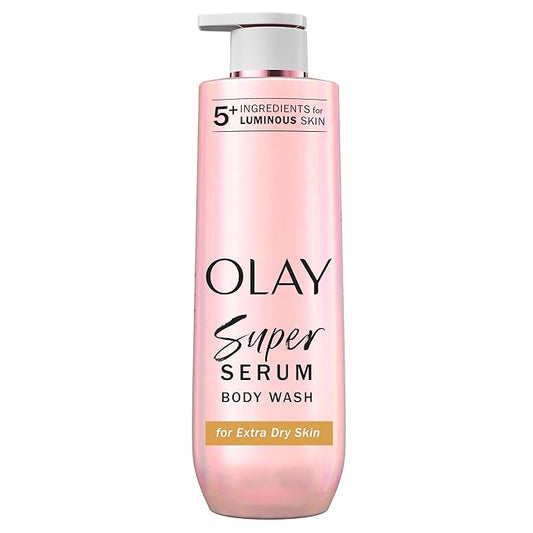 Olay Super Serum Body Wash for Extra Dry Skin, 24hr Long Lasting Hydration, 5+ Ingredient Complex for Bright Even Firm Luminous Skin, 20 fl oz
