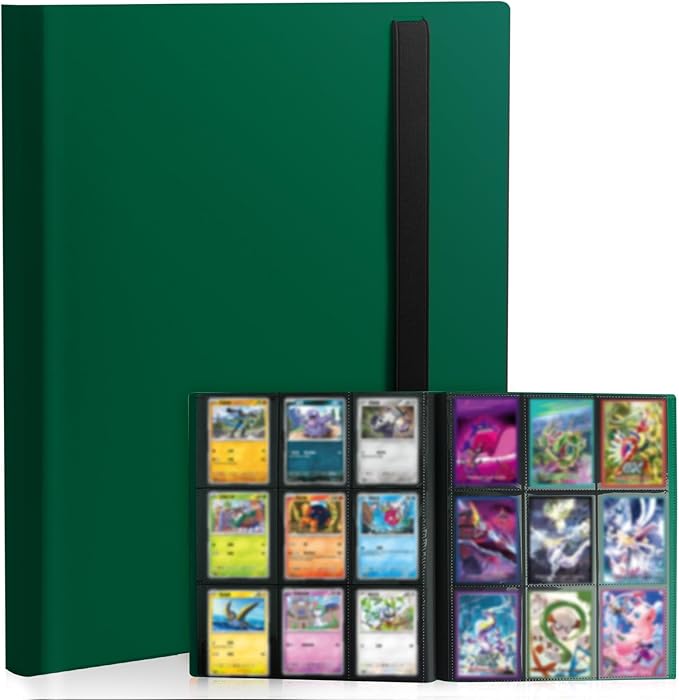 Card Binder 9-Pockets,Trading Card Binder,20 Pages, 360 Card Capacity Collection Binder, Card Folder for MTG, TCG, Game Cards & Sports Cards (Green)