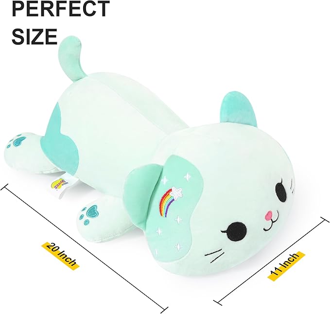 Onsoyours Original Rainbow Cat Plush 20 Inch Kitty Plushies Toy Kitten Stuffed Animal Soft Pillow Kawaii Plushie Gift for Kids & Adults (Rainbow Cat, 20")