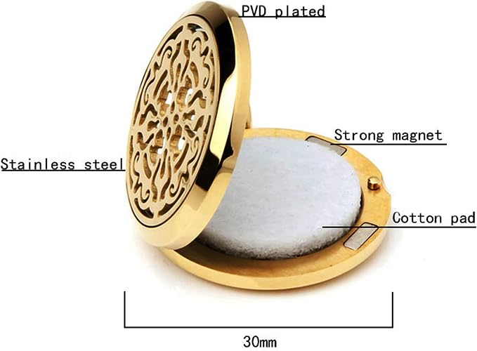 Norse Vikings Amulet Essential Oil Diffuser Necklace - Stainless Steel Locket- Best for Aromatherapy-Perfume, Fragrance, Scent Diffusers for Women (Gold)