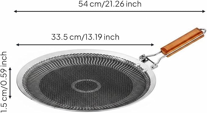 Korean Barbecue Pan Coating Round Stainless Steel Griddle Easy to Clean double Handle Grilling Pan for Camping, Outdoor, 34CM, Foldable