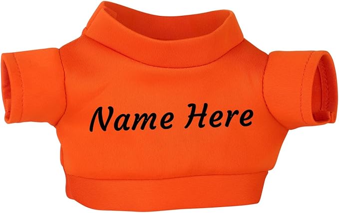 Personalized Custom Name Bear Clothes Plush Doll Tee Shirt for 8-12 Inch (Orange)