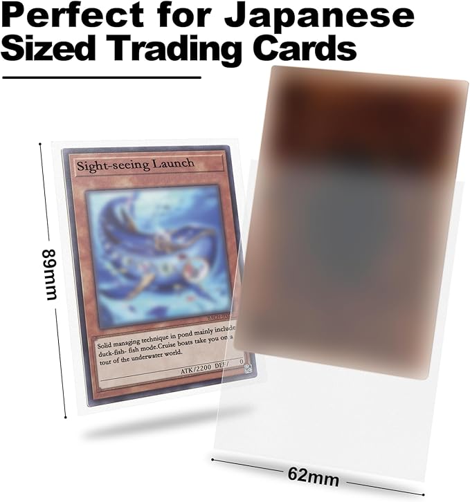 Clear Card Sleeve 200 Pack Compatible with Yu-gi-oh Card Sleeve Japanese Small Card Sleeves Photocard Sleeves 62x89mm, Back Textured Perfect Shuffling, Protect Your Japanese Sized Never Tear